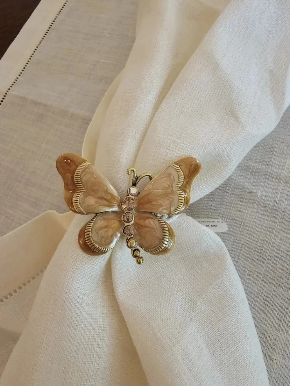 NWT Vintage Heavy Gold Enameled Butterfly Napkin Rings Set of 4 Bering’s
